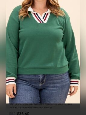 NWT OTT Vneck collar long sleeve size small
